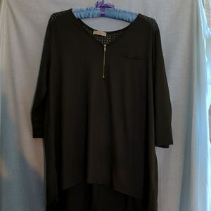 I've green blouse with mesh shoulder decor